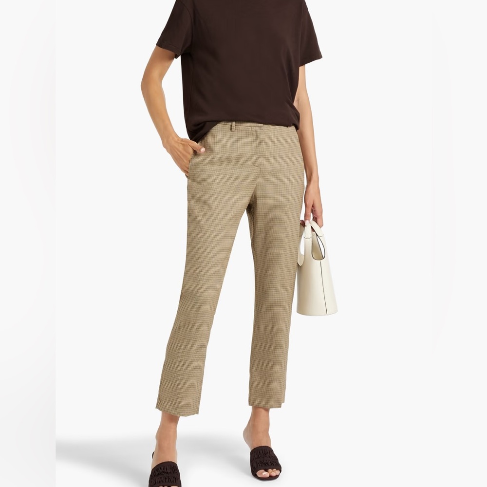 NILI LOTAN wool  tel aviv pant in brown check size 12 NWT $550